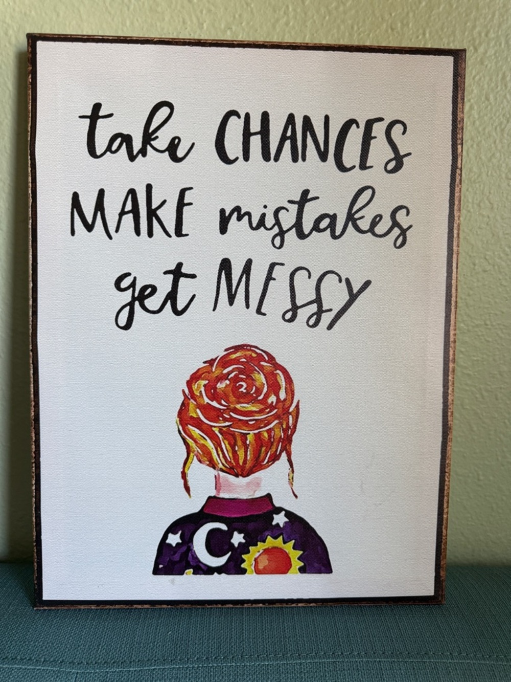 Take Chances Make Mistakes Get Messy Wall Art - White with Orange Accent